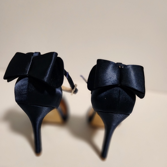 Navy Satin Dress Heels - Picture 4 of 6